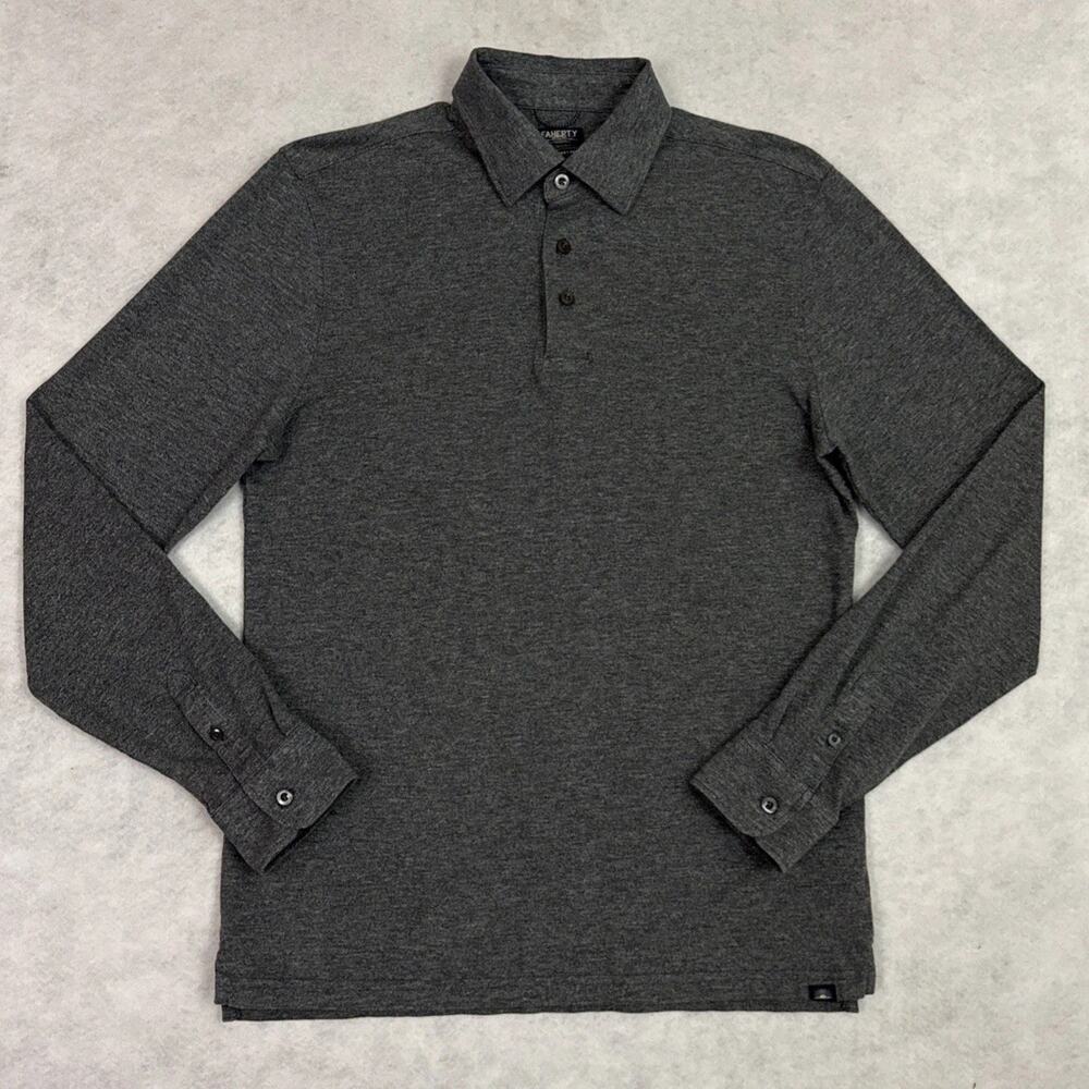 Faherty Polo Shirt Mens Small Gray Movement Pima Cotton Reserve Stretch Golf
